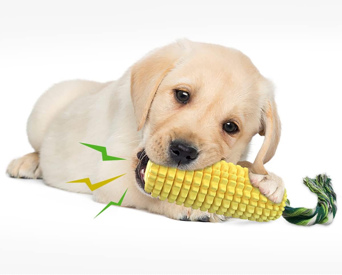 Dog Chew Toys for Aggressive Chewers, Indestructible Tough Durable Squeaky Interactive Dog Toys, Puppy Teeth Chew Corn Stick Toy for Small Medium Large Breed