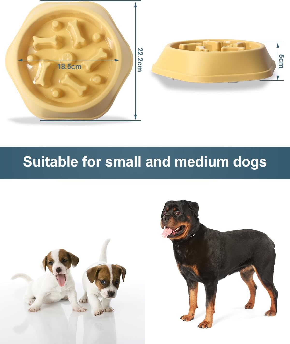 2-Pack Dog Bowl Slow Feeder, Non-Slip Slow Feeder Dog Bowls, Interactive Dog Feeder for Small and Medium Dogs for Wet Dry Raw Food and Water