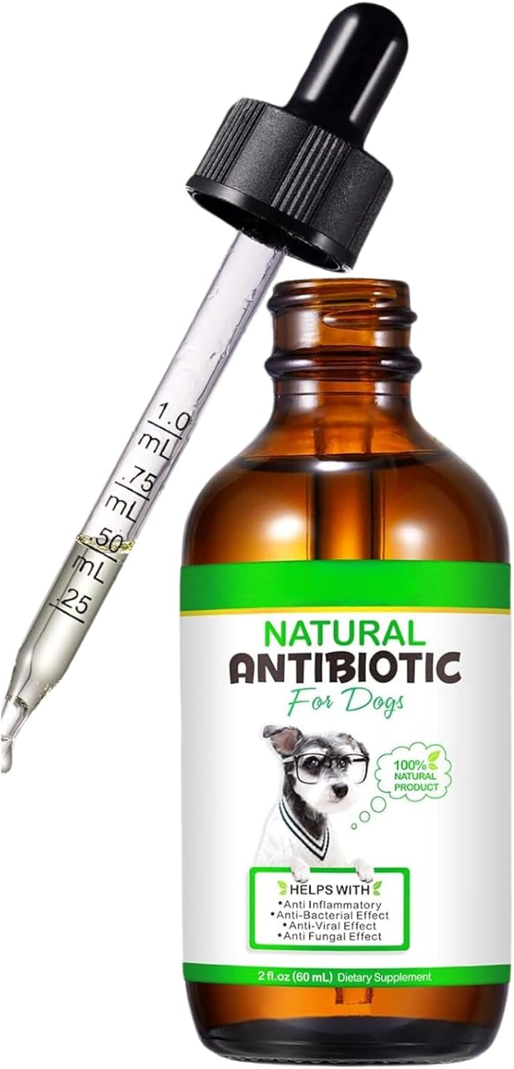 Natural Antibiotics for Dogs 60Ml | All-Natural Dog Antibiotic Supplement for Allergy & Itch Relief | Supports Immune Health & Overall Wellness | Delicious Bacon Flavour