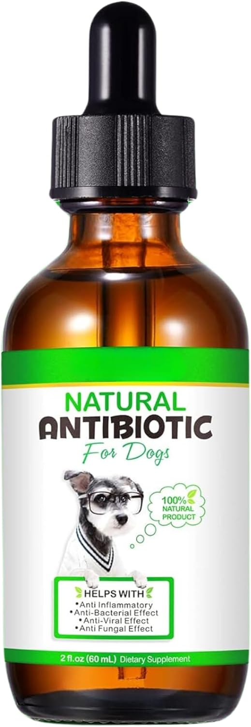 Natural Antibiotics for Dogs 60Ml | All-Natural Dog Antibiotic Supplement for Allergy & Itch Relief | Supports Immune Health & Overall Wellness | Delicious Bacon Flavour