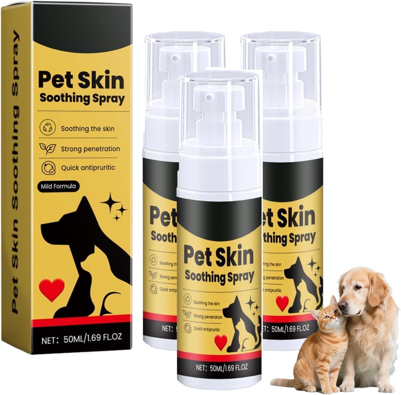 3Pcs Spray for Dogs,Pet Skin Soothing Spray,Helps Alleviate Allergies Dry Itchy Skin, Itch Relief Sprays and Hot Spot Treatment,Soothing Solution for Itchy,Suitable for All Types of Dogs Cat