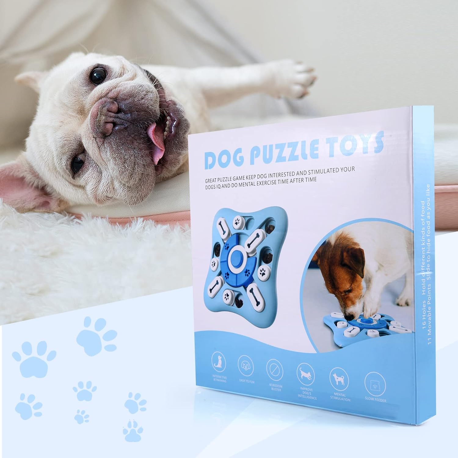 Interactive Dog Puzzle Toys for Large Medium Small Smart Dogs, Squeaky Dog Enrichment Toys Mentally Stimulation Toys for Training, Dog Treat Chew Toy Gifts for Puppy&Cats