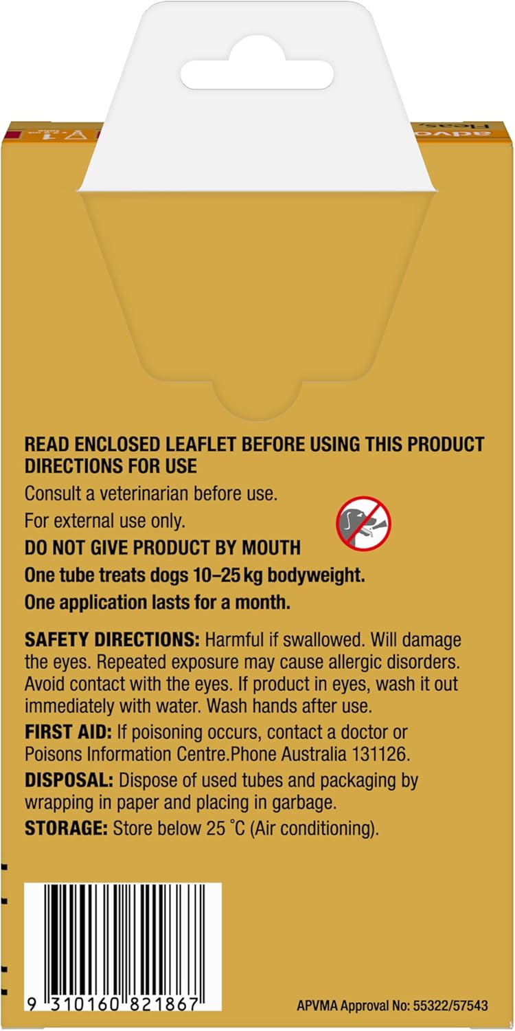Dog, Monthly Spot-On Protection from Fleas, Heartworm and Worms, Single Pack Flea Treatment for Large Dogs 10-25 Kg, 1 Pack