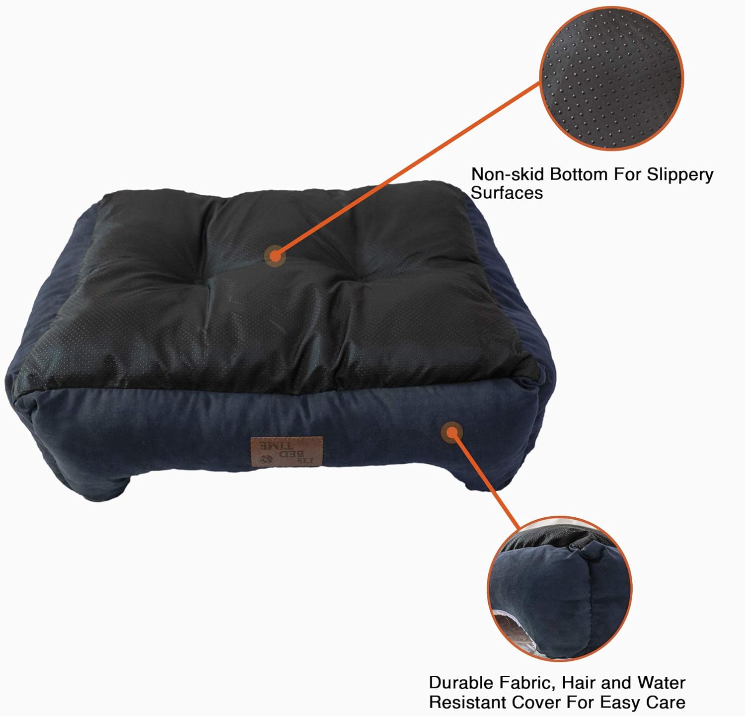 It'S Bed Time Plush Dozer Rectangle Dog Bed, Blue, Medium, 20Cm X 65Cm X 55Cm - Breathable Plush Fabric, Pet Mattreess, Non-Slip Base, Water-Resistant & Machine Washable