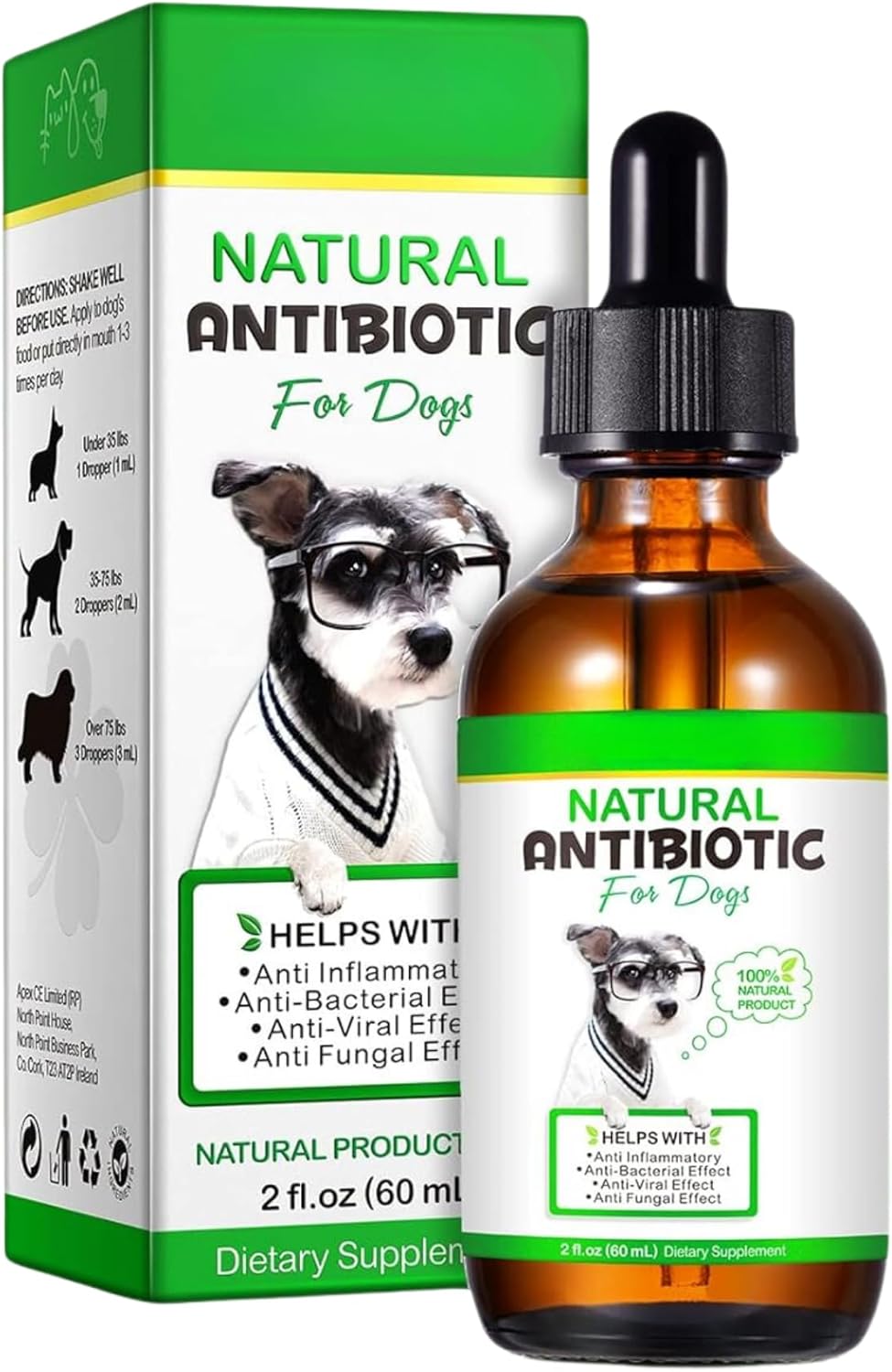 Natural Antibiotics for Dogs 60Ml | All-Natural Dog Antibiotic Supplement for Allergy & Itch Relief | Supports Immune Health & Overall Wellness | Delicious Bacon Flavour