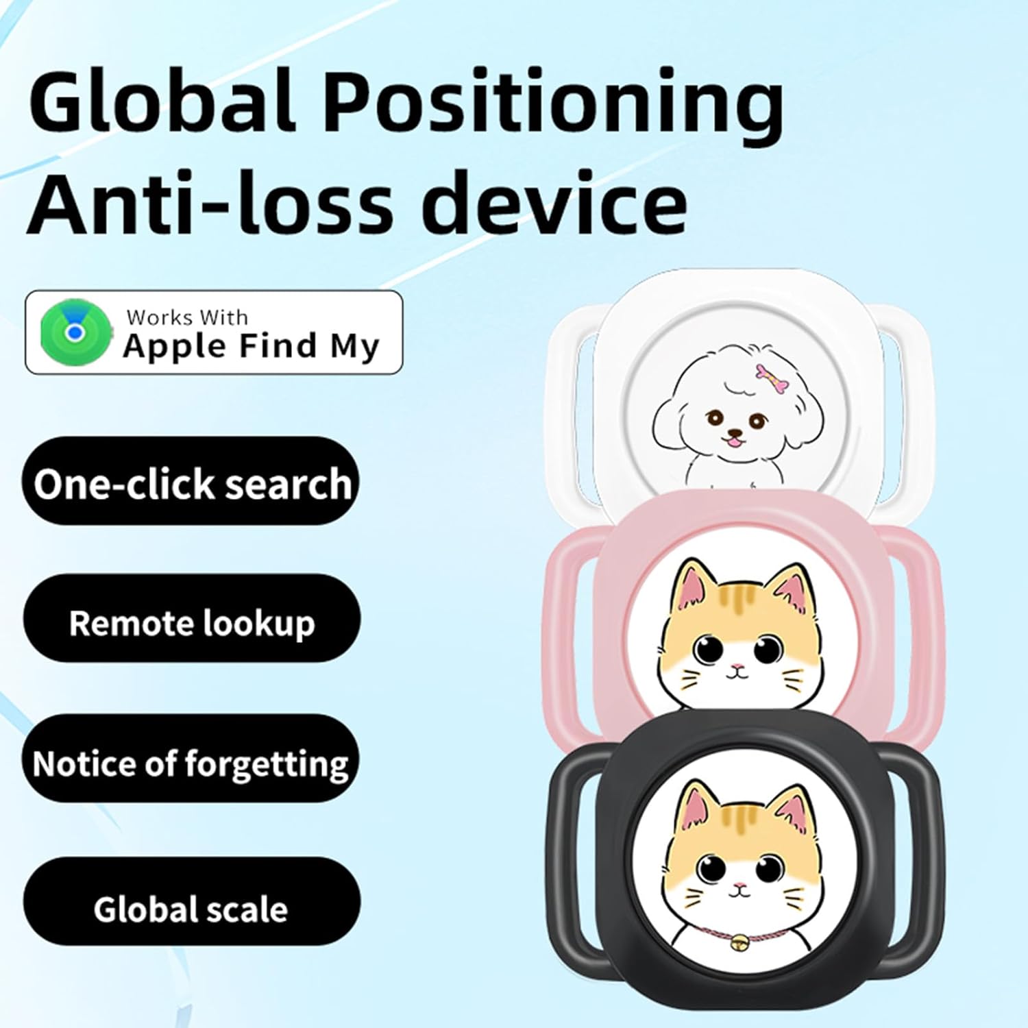 Smart Pet Tracker with Collar Holder – Lightweight 10G Pet Location Tracker for Dogs and Cats, Long Battery Life, No Monthly Fee, Bluetooth & Find My Compatibility, Waterproof, Safe & Durable (White)