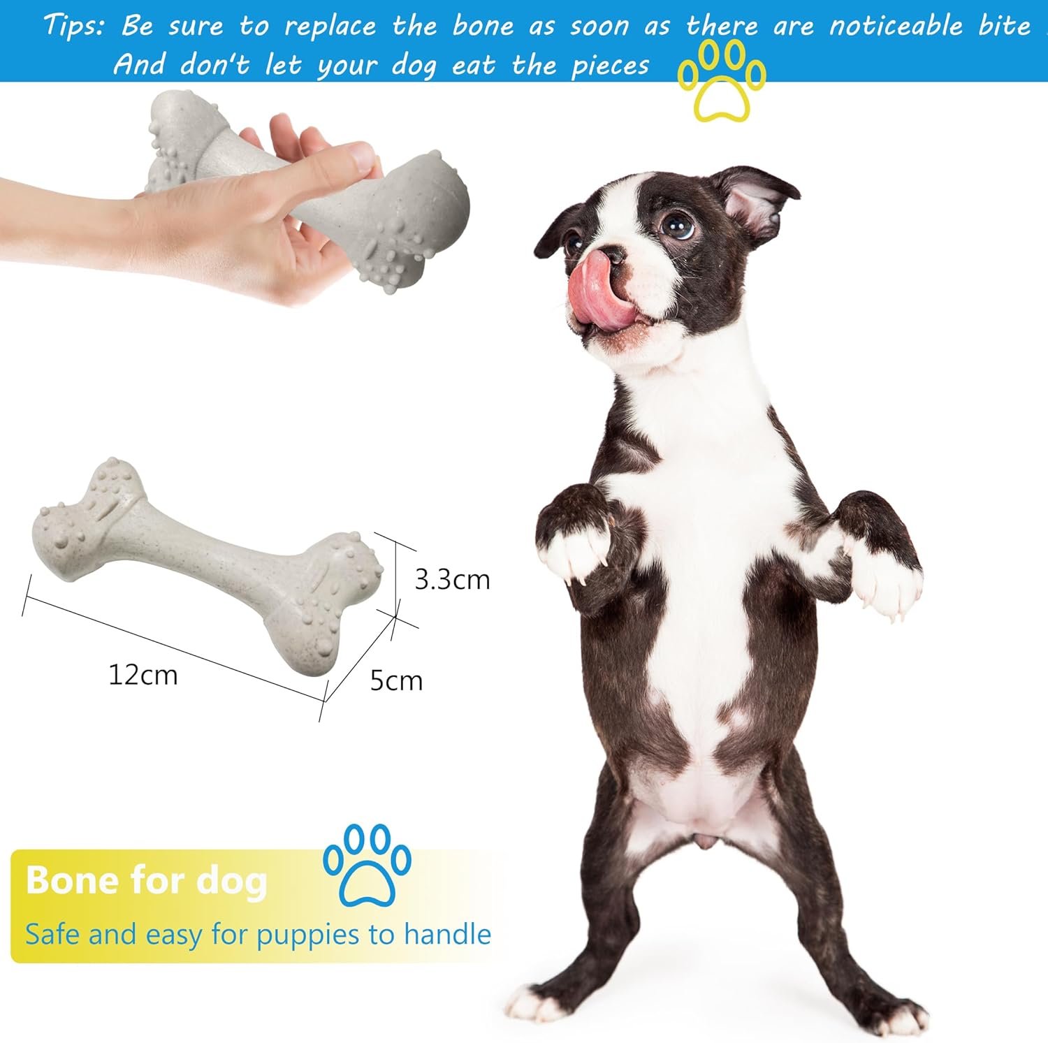 Dog Chew Toy, 2-Pack Tough Bone Puppy Chew Toy for Aggressive Chewer, Interactive Dog Teeth Cleaning Toys