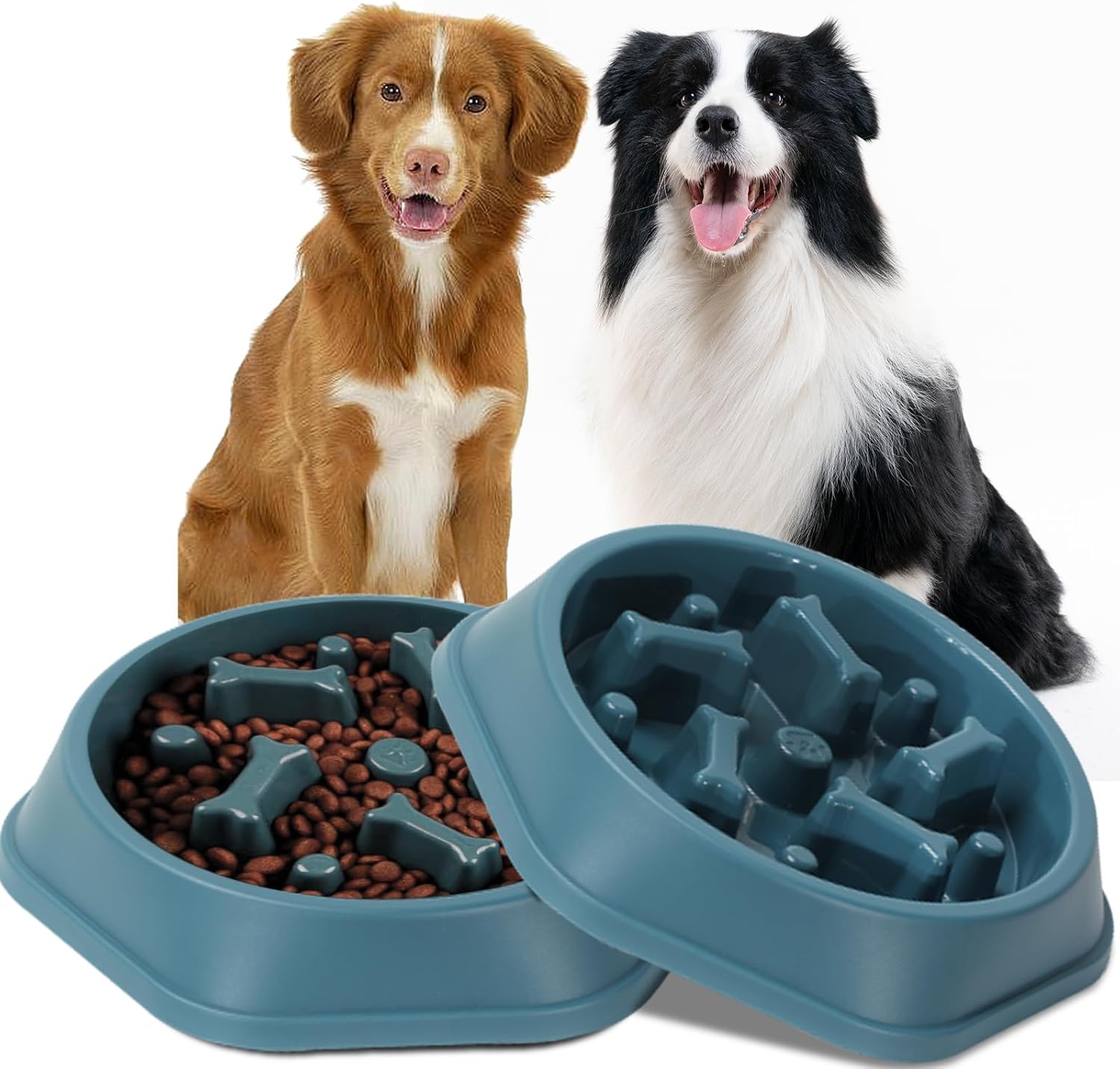 2-Pack Dog Bowl Slow Feeder, Non-Slip Slow Feeder Dog Bowls, Interactive Dog Feeder for Small and Medium Dogs for Wet Dry Raw Food and Water