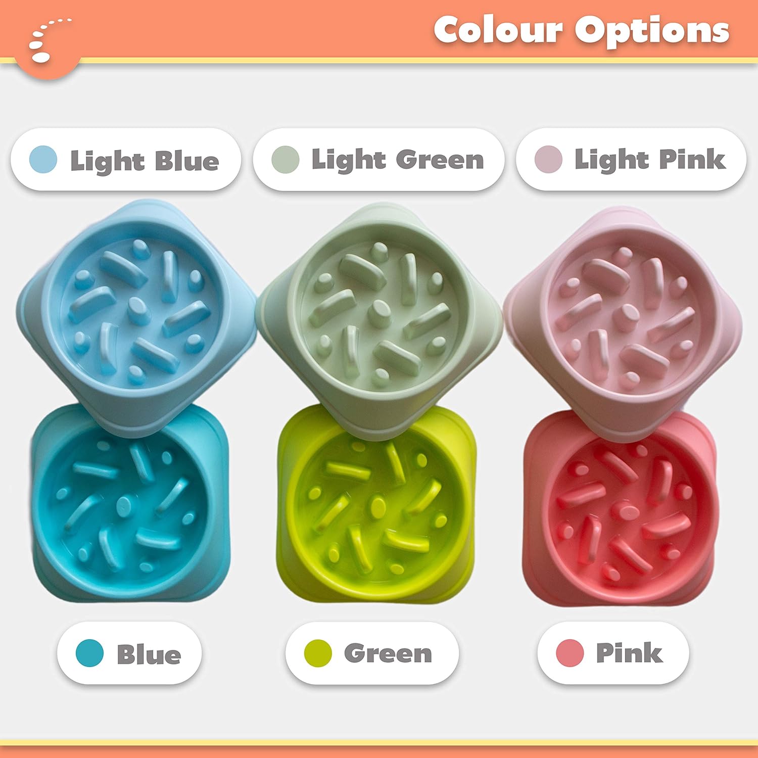 Zenify Dog Bowl Slow Feeder - Large 500Ml Healthy Eating Pet Interactive Feeder with Anti-Skid Non-Slip Grip Base to Reduce Overeating Bloating Vomiting Obesity for Wet Dry Raw Food and Water (Blue)