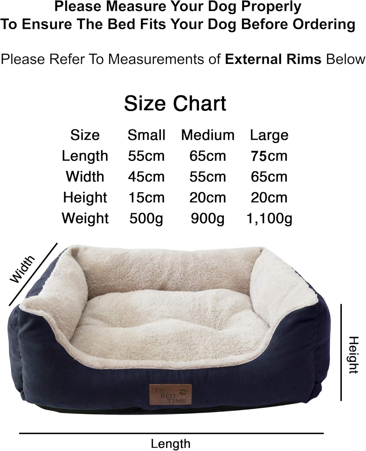 It'S Bed Time Plush Dozer Rectangle Dog Bed, Blue, Medium, 20Cm X 65Cm X 55Cm - Breathable Plush Fabric, Pet Mattreess, Non-Slip Base, Water-Resistant & Machine Washable