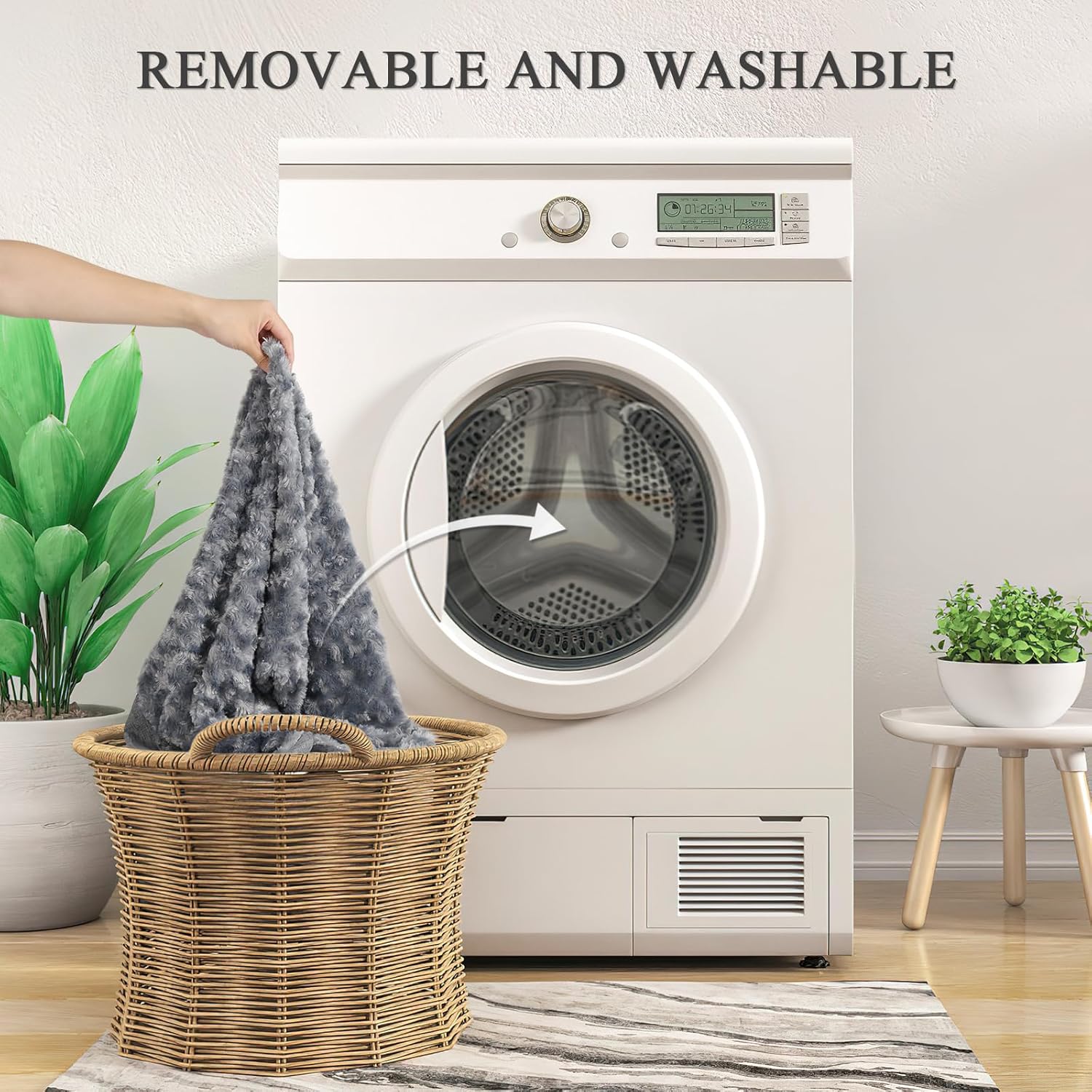 Dog Beds for Small Medium Dogs, Dog Crate Bed Washable Dog Bed Pad with Removeable Cover Faux Fur Surface, Orthopedic Pet Beds Dog Mattress Mat for Dogs up to 13KG, Grey, Medium