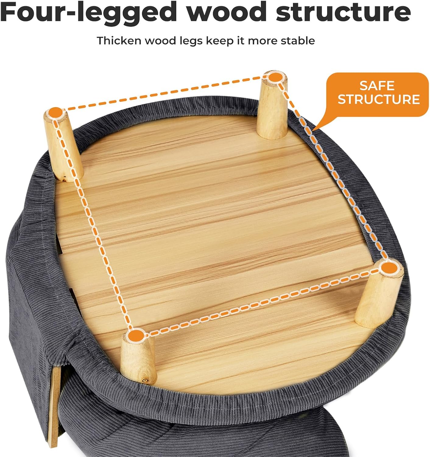 Pet Sofa Dog Cat Elevated Raised Couch Bed, Durable Soft Couch Chair Kitten Lounge Sofa Bed with Removable Cushion Seat Washable Cover, Luxury Plush Sofa Stool Bed for Dogs Cats with Wooden Frame