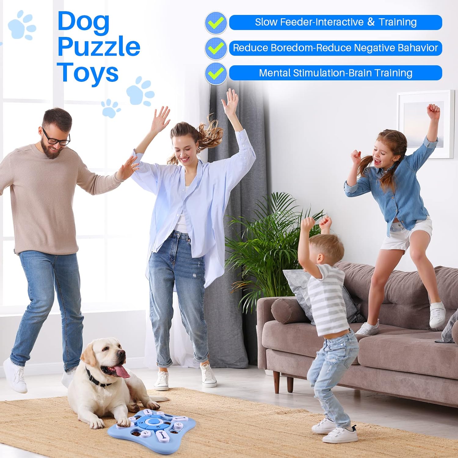 Interactive Dog Puzzle Toys for Large Medium Small Smart Dogs, Squeaky Dog Enrichment Toys Mentally Stimulation Toys for Training, Dog Treat Chew Toy Gifts for Puppy&Cats