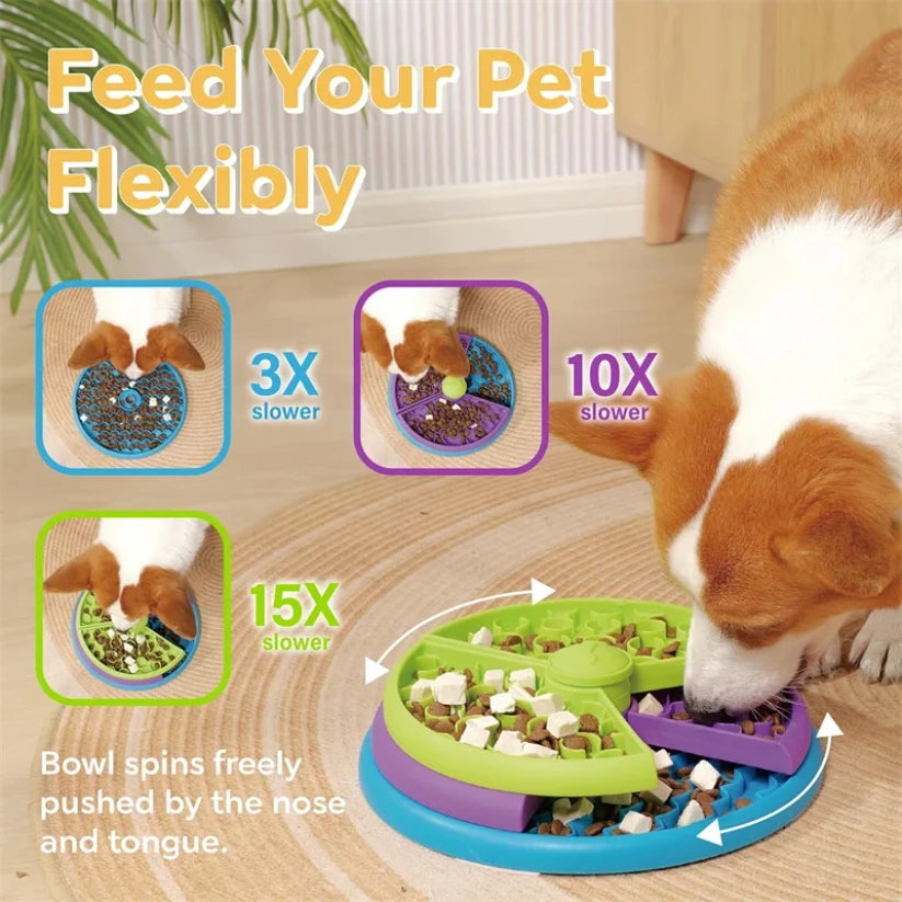 Dog Puzzle Slow Feeder Interactive Enrichment Dog Toys Layers Detachable Slow Eating Dog Bowl Anti-Anxiety Dog Feeder Bowl