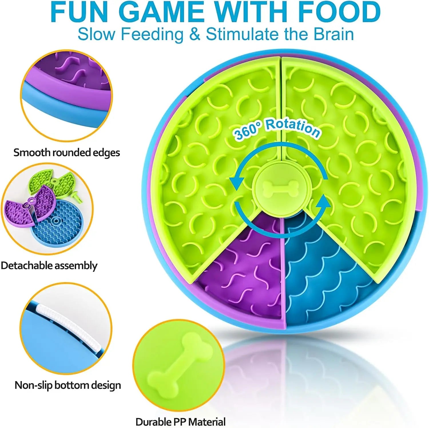 Dog Puzzle Slow Feeder Interactive Enrichment Dog Toys Layers Detachable Slow Eating Dog Bowl Anti-Anxiety Dog Feeder Bowl