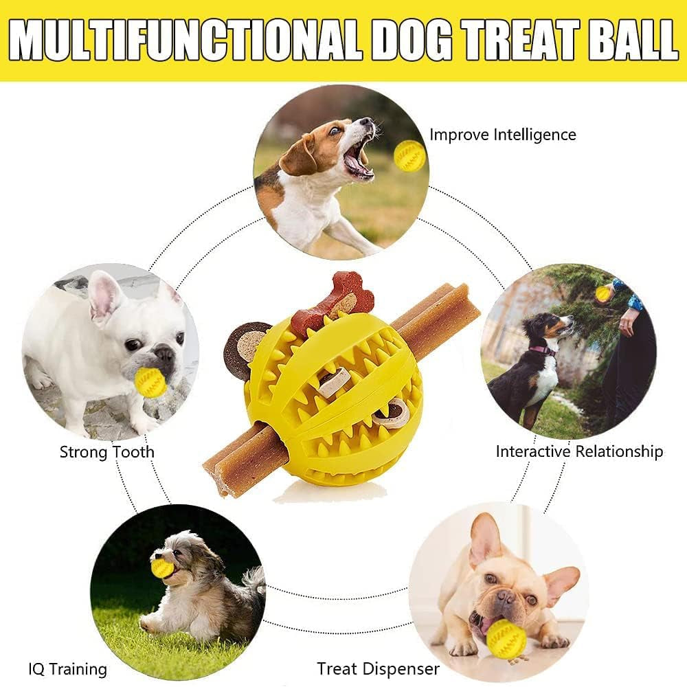 1Pcs 7Cm/2.75In Dog Treat Ball Dog Chew Toy Enrichment Toys Dog Stimulation Toys Dog Interactive Toys Dog Puzzle Toy Pet Treat Dispenser Balls for Small Large Dogs Puppy (Random Color)