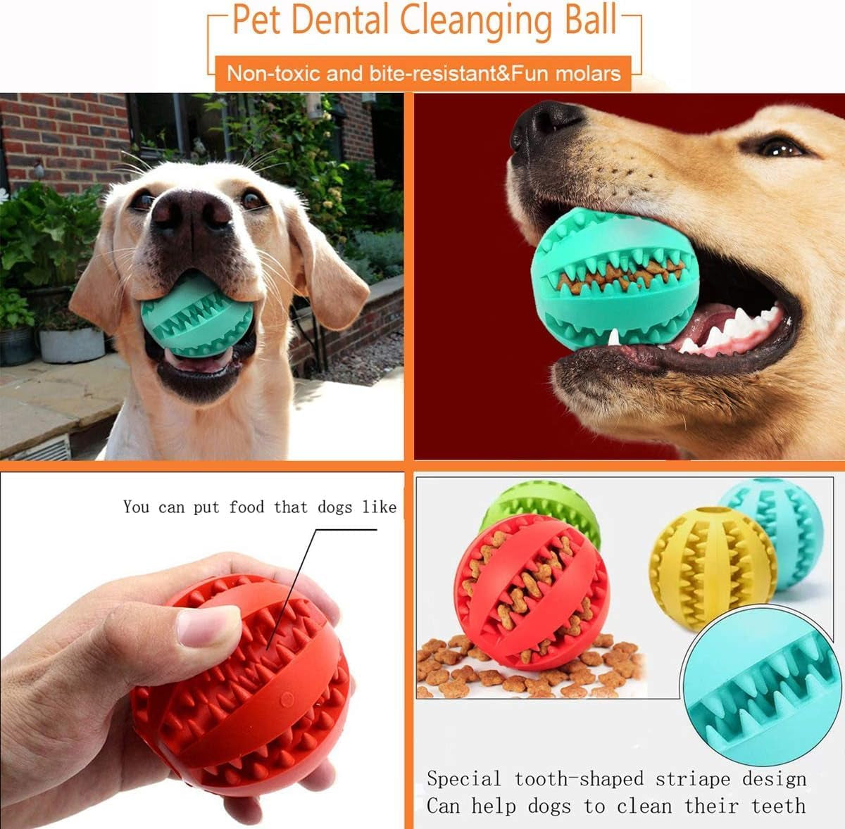 1Pcs 7Cm/2.75In Dog Treat Ball Dog Chew Toy Enrichment Toys Dog Stimulation Toys Dog Interactive Toys Dog Puzzle Toy Pet Treat Dispenser Balls for Small Large Dogs Puppy (Random Color)